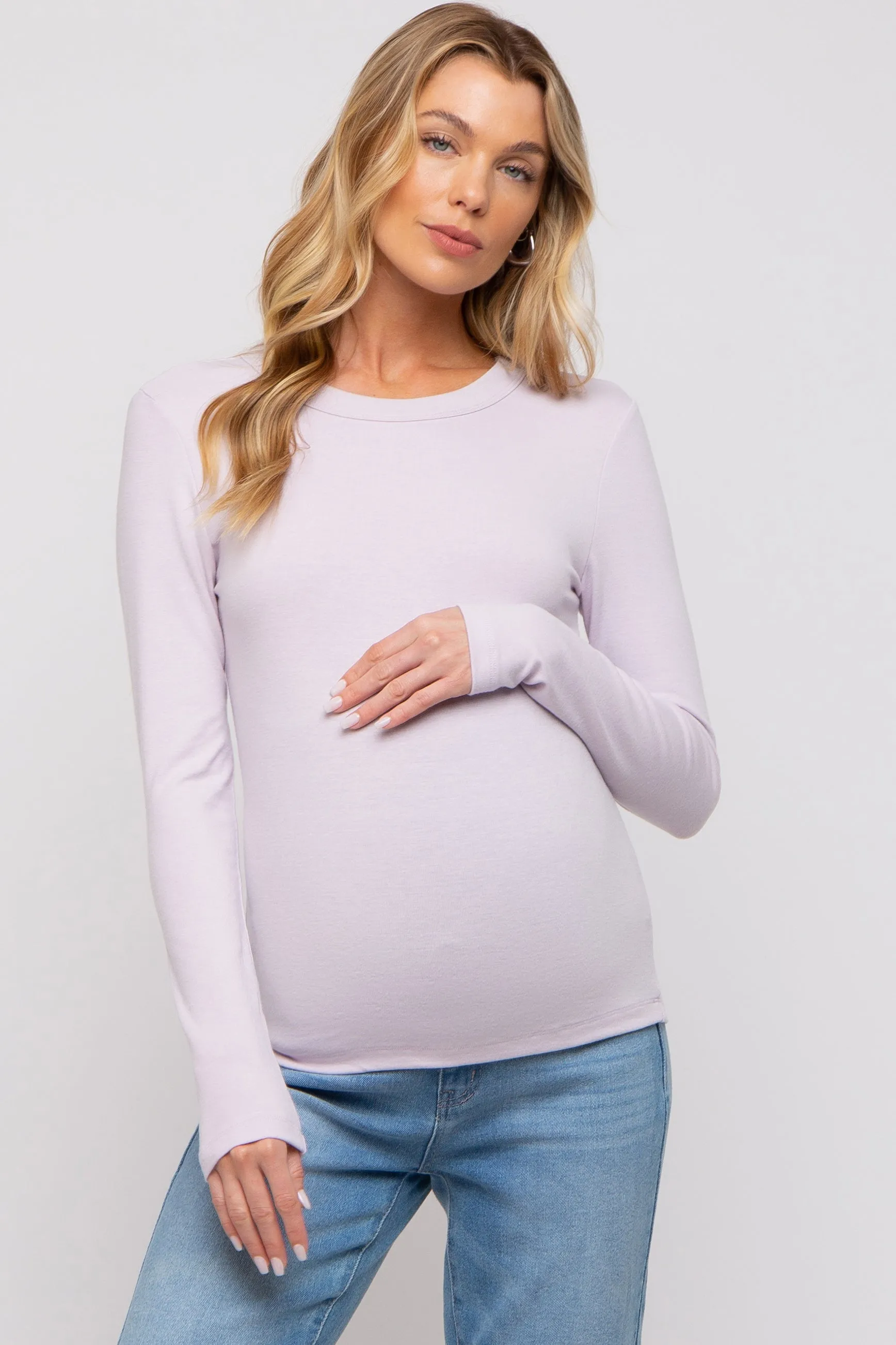 Lavender Long Sleeve Maternity Top sold by Pinkblush
