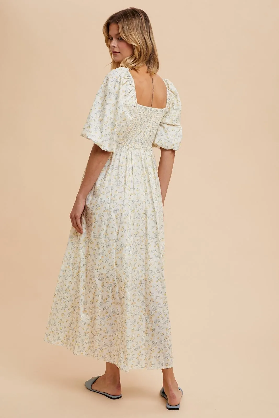 Cream Floral Cotton Maxi Dress sold by Pinkblush product image thumbnail 3