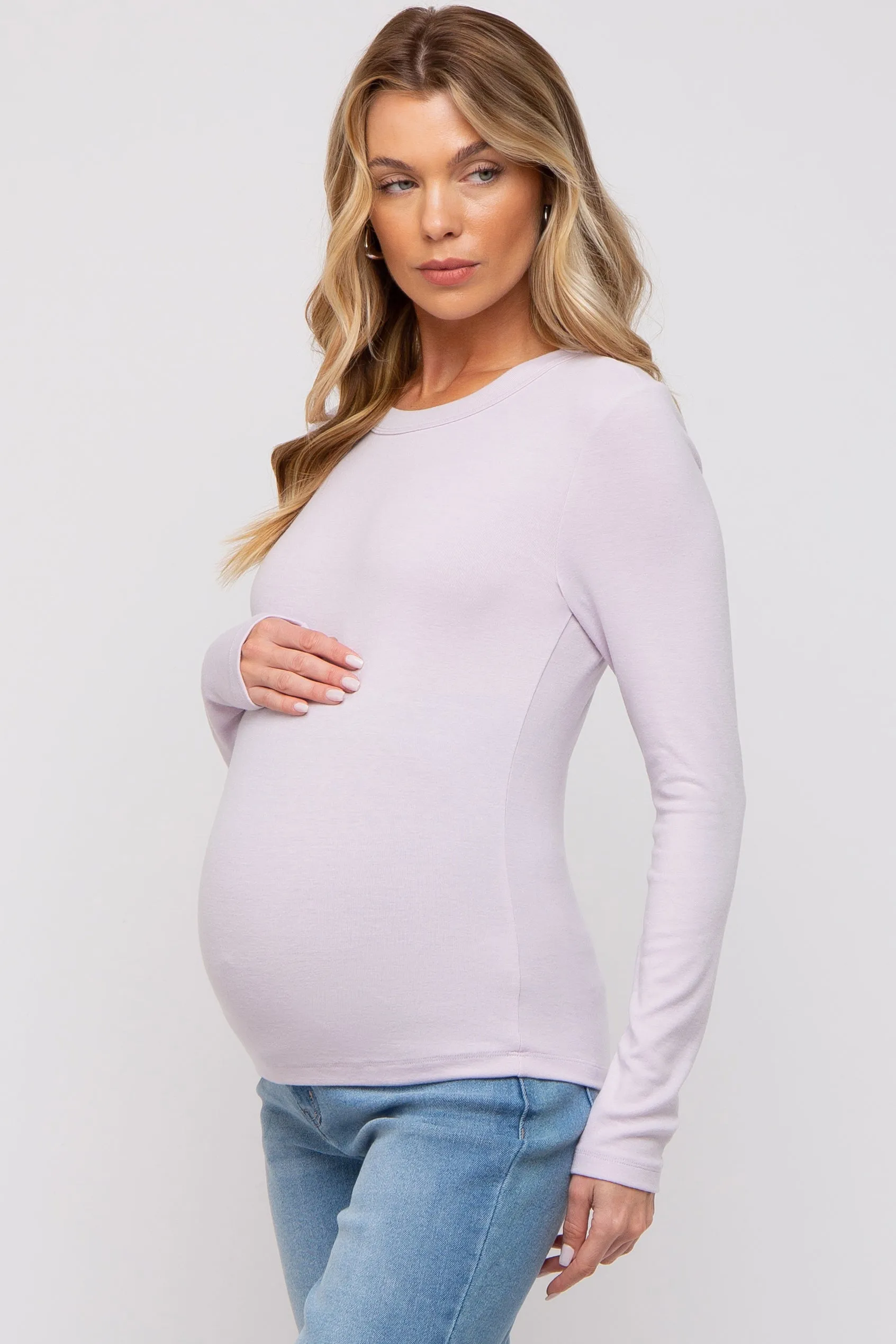 Lavender Long Sleeve Maternity Top sold by Pinkblush product image thumbnail 2