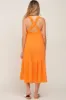 Neon Orange Tiered Crisscross Strap Maternity Midi Dress sold by Pinkblush