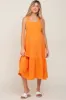 Neon Orange Tiered Crisscross Strap Maternity Midi Dress sold by Pinkblush