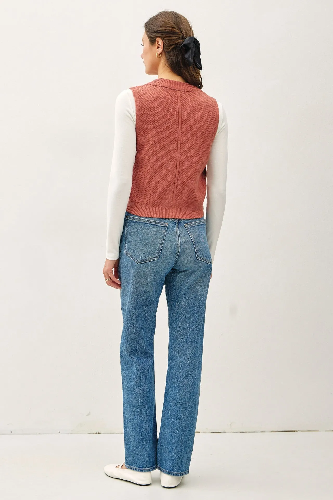 Poppy Cable Knit Sweater Button Down Vest sold by Pinkblush product image thumbnail 4