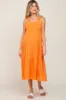 Neon Orange Tiered Crisscross Strap Maternity Midi Dress sold by Pinkblush