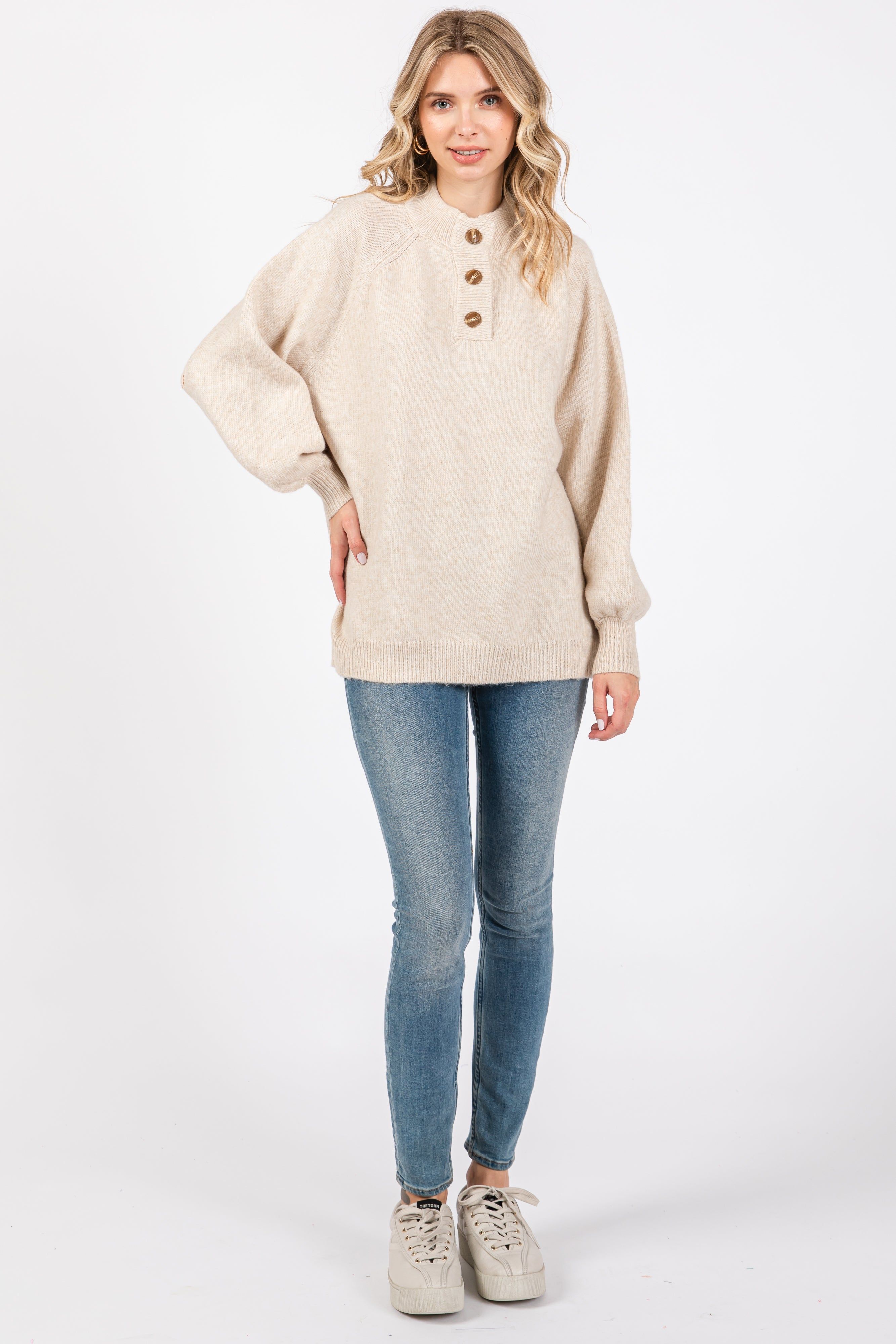 Cream Soft Knit Button Front Sweater sold by Pinkblush product image thumbnail 4