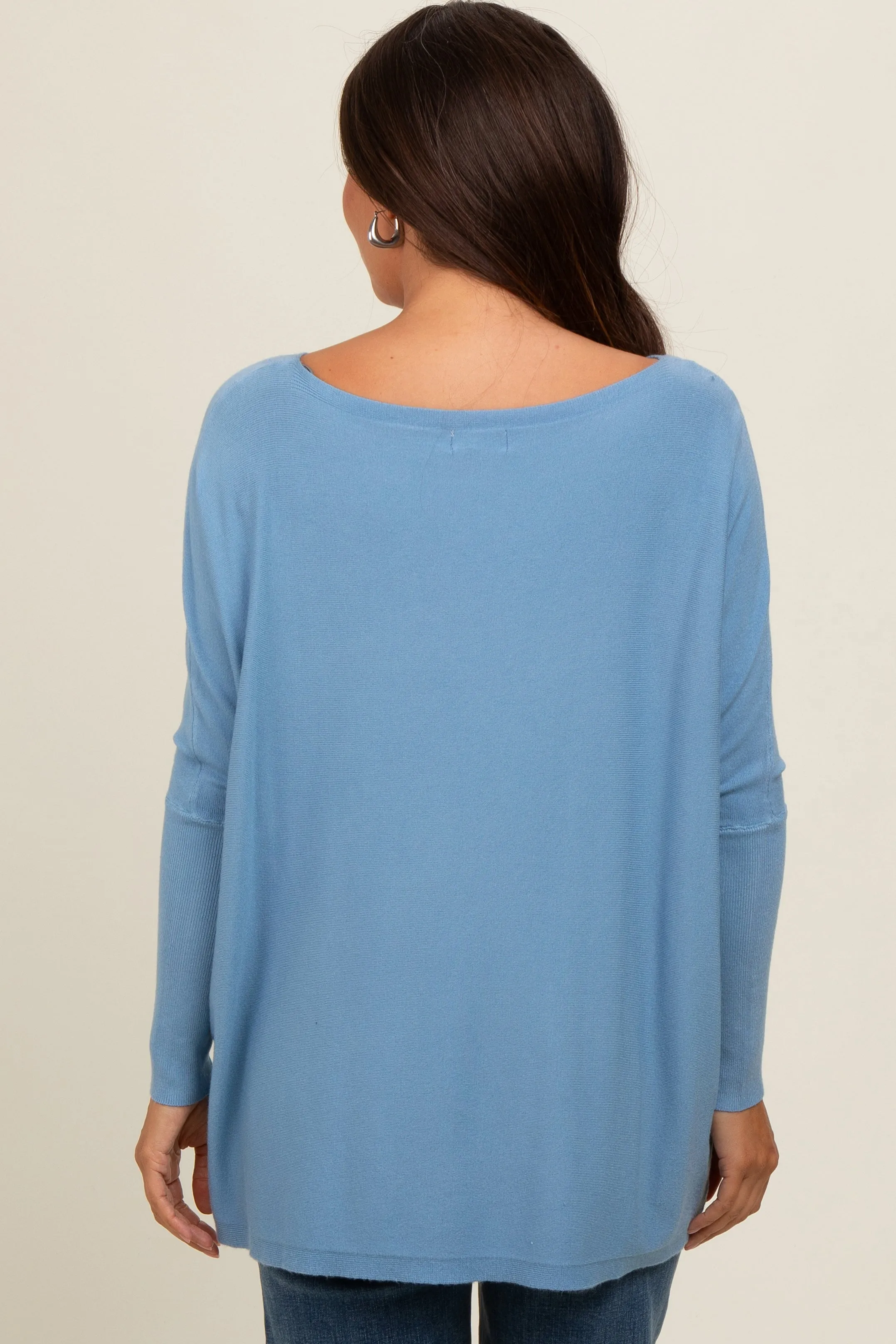 Blue Boatneck Knit Dolman Maternity Top sold by Pinkblush product image thumbnail 3