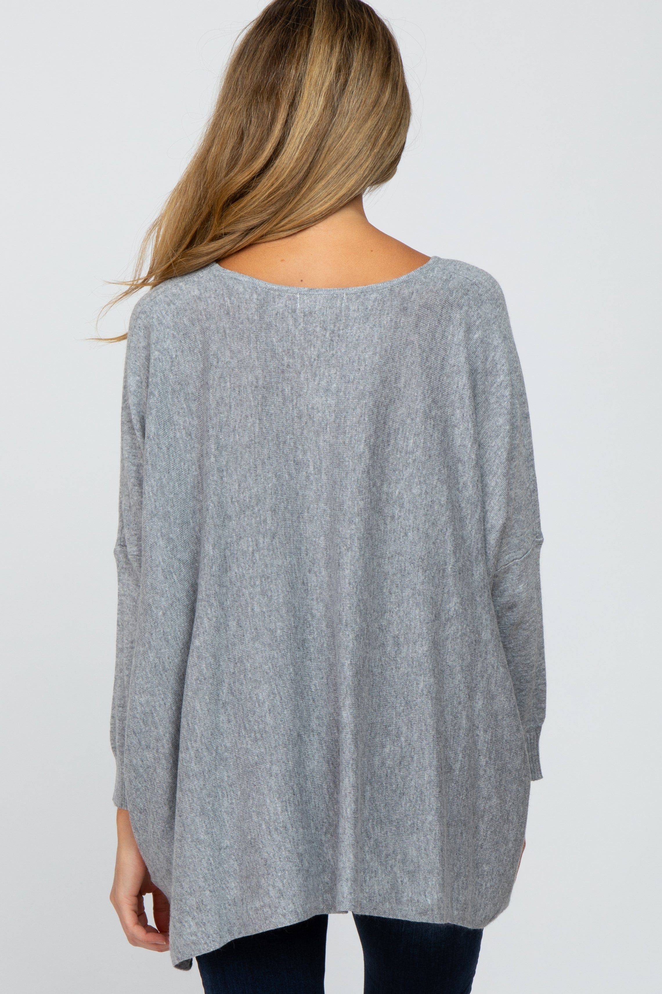 Grey Soft Knit Dolman Sleeve Maternity Sweater sold by Pinkblush product image thumbnail 3