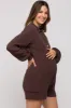 Brown Button Down Maternity Sweater Romper sold by Pinkblush