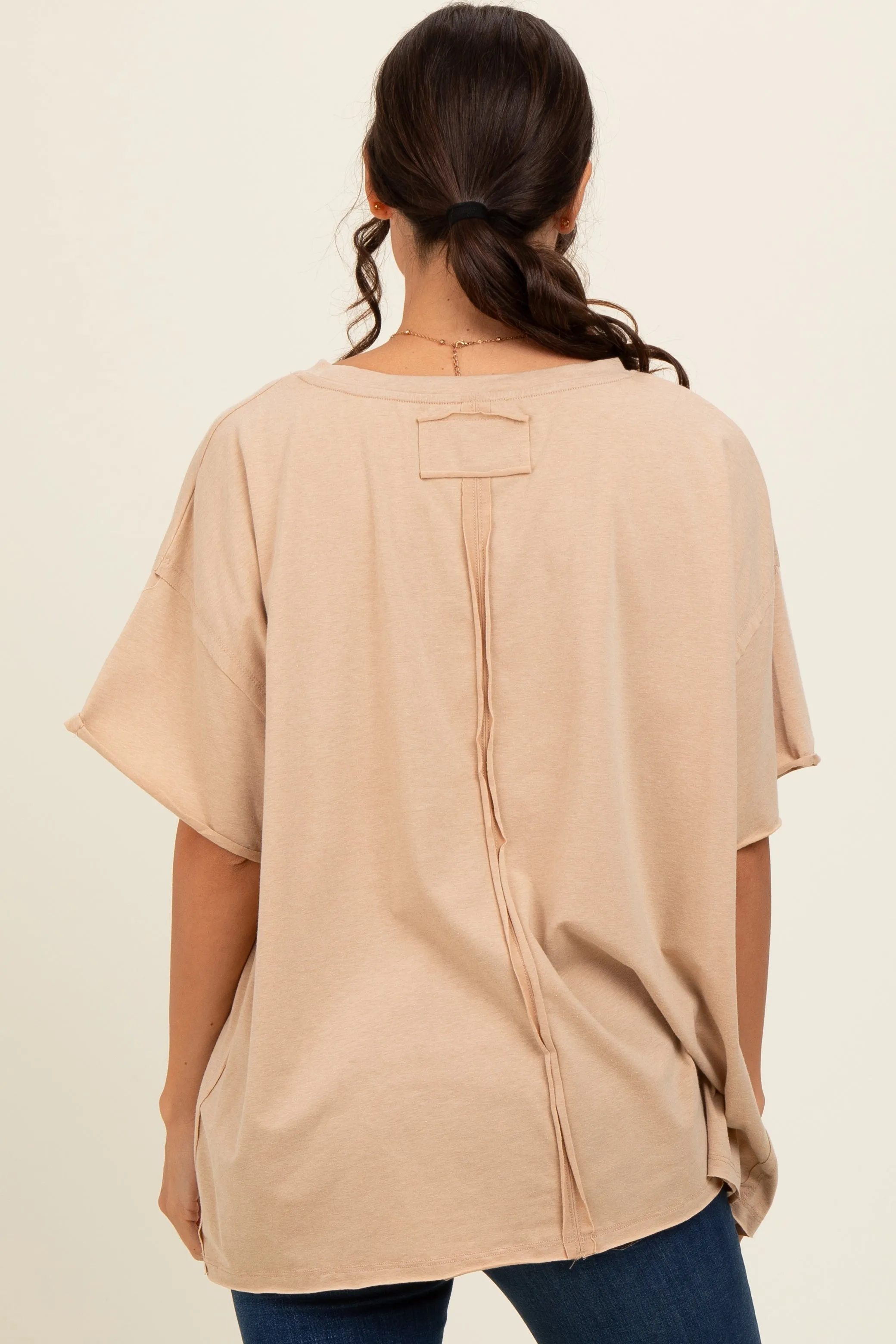 Taupe Raw Rolled Hem Top sold by Pinkblush product image thumbnail 4