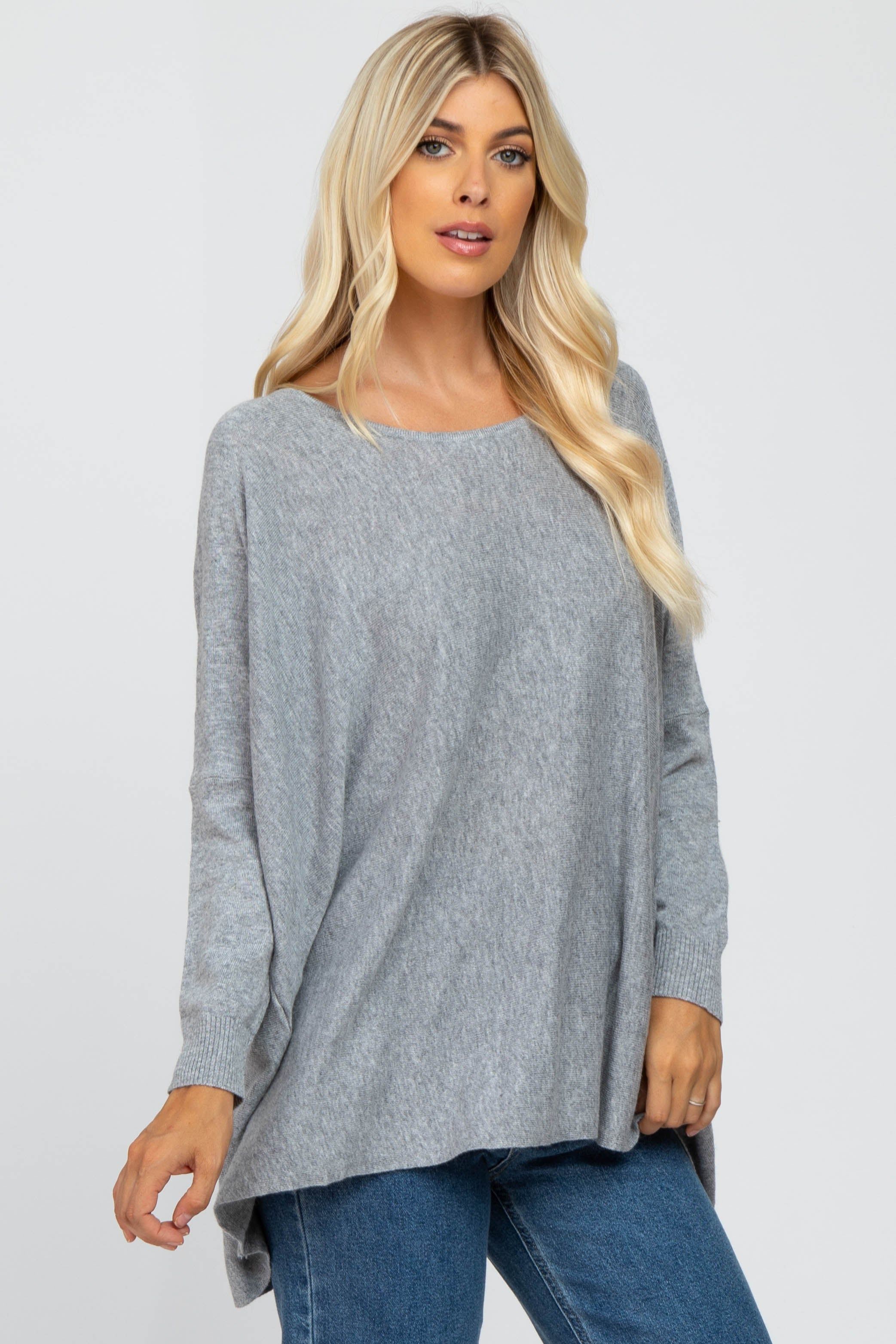 Grey Soft Knit Dolman Sleeve Maternity Sweater sold by Pinkblush product image thumbnail 5