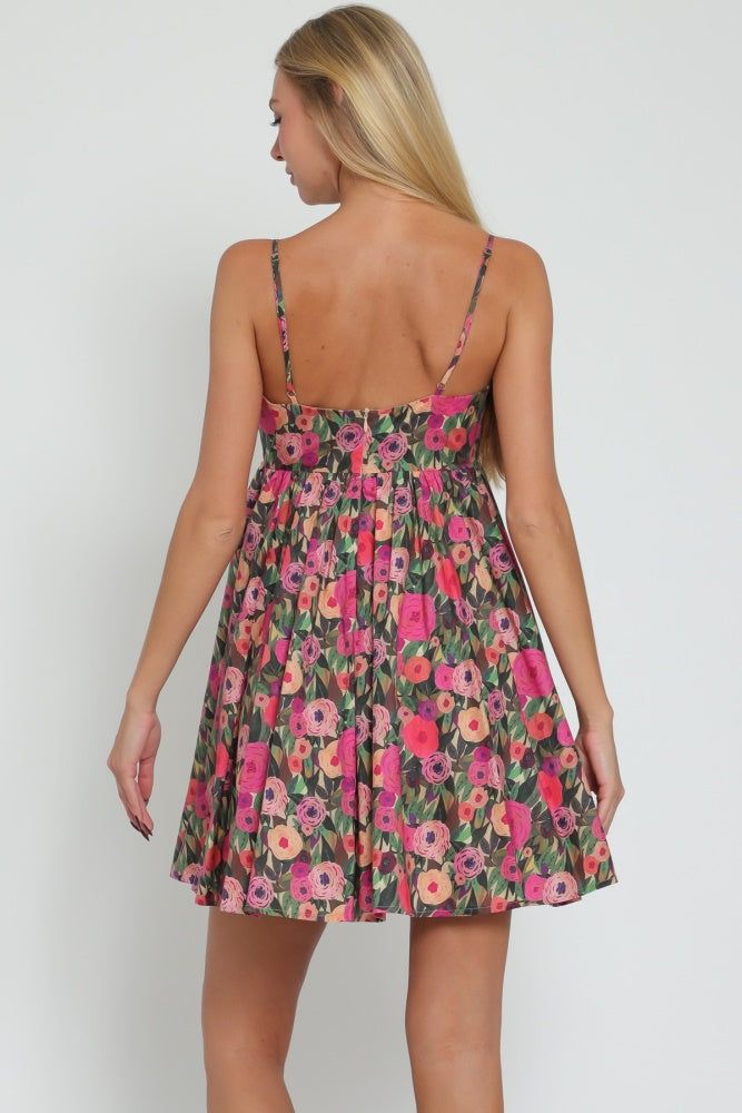 Fuchsia Green Thin Adjustable Strap Babydoll Mini Dress sold by Pinkblush product image thumbnail 3