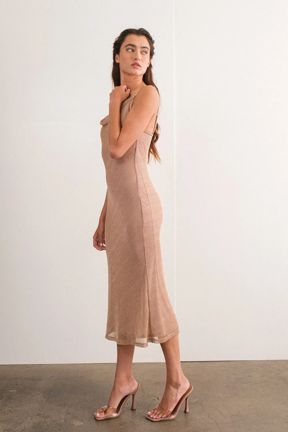 Copper Metallic Cami Midi Dress sold by Pinkblush product image thumbnail 2