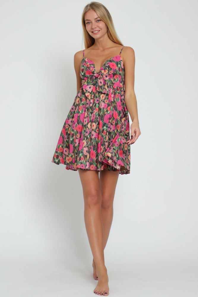 Fuchsia Green Thin Adjustable Strap Babydoll Mini Dress sold by Pinkblush product image thumbnail 4