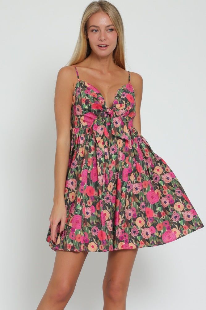 Fuchsia Green Thin Adjustable Strap Babydoll Mini Dress sold by Pinkblush