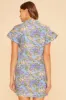 Blue Multi Floral Printed Frill Sleeve Shirt Mini Dress sold by Pinkblush