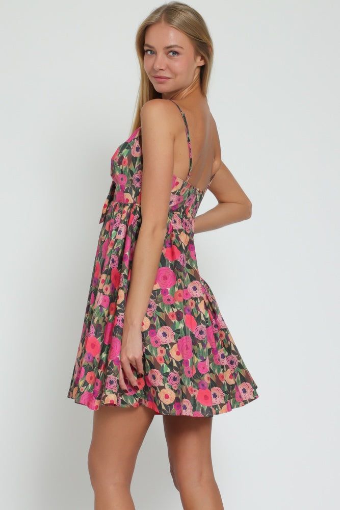 Fuchsia Green Thin Adjustable Strap Babydoll Mini Dress sold by Pinkblush product image thumbnail 2