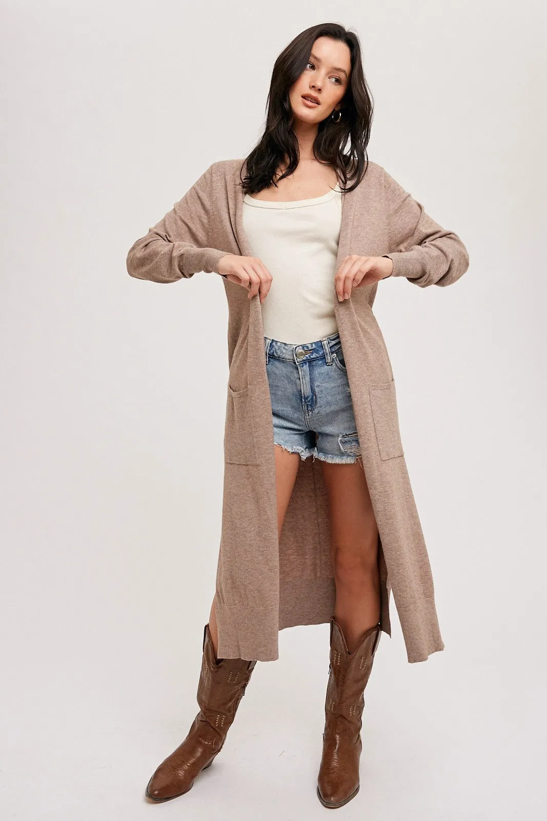 Mocha Long Maternity Cardigan sold by Pinkblush product image thumbnail 4