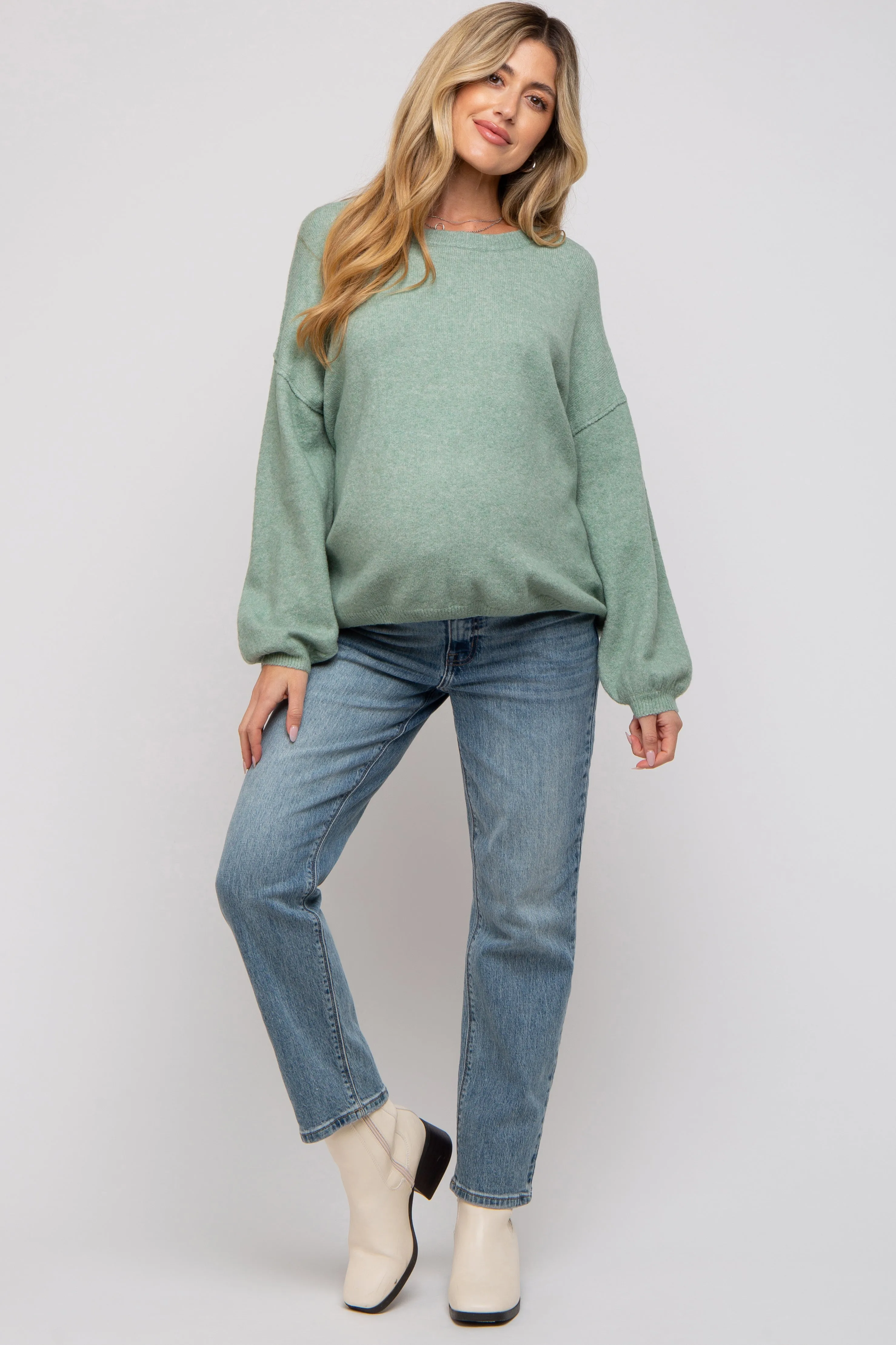 Mint Green Basic Drop Shoulder Maternity Sweater sold by Pinkblush product image thumbnail 4