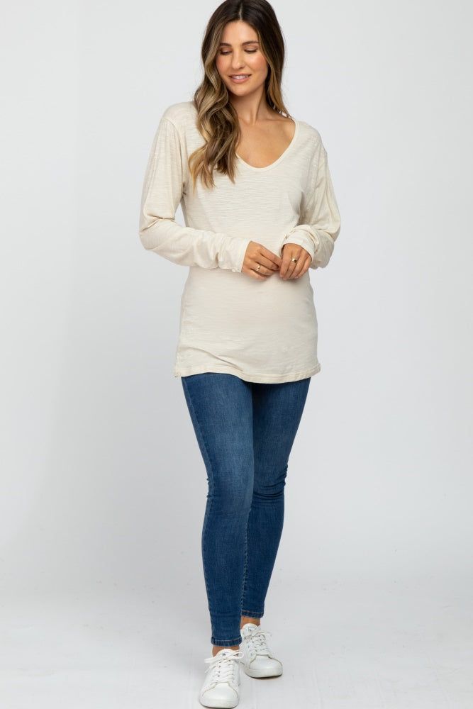 Beige Long Sleeve Maternity Active Top sold by Pinkblush product image thumbnail 4