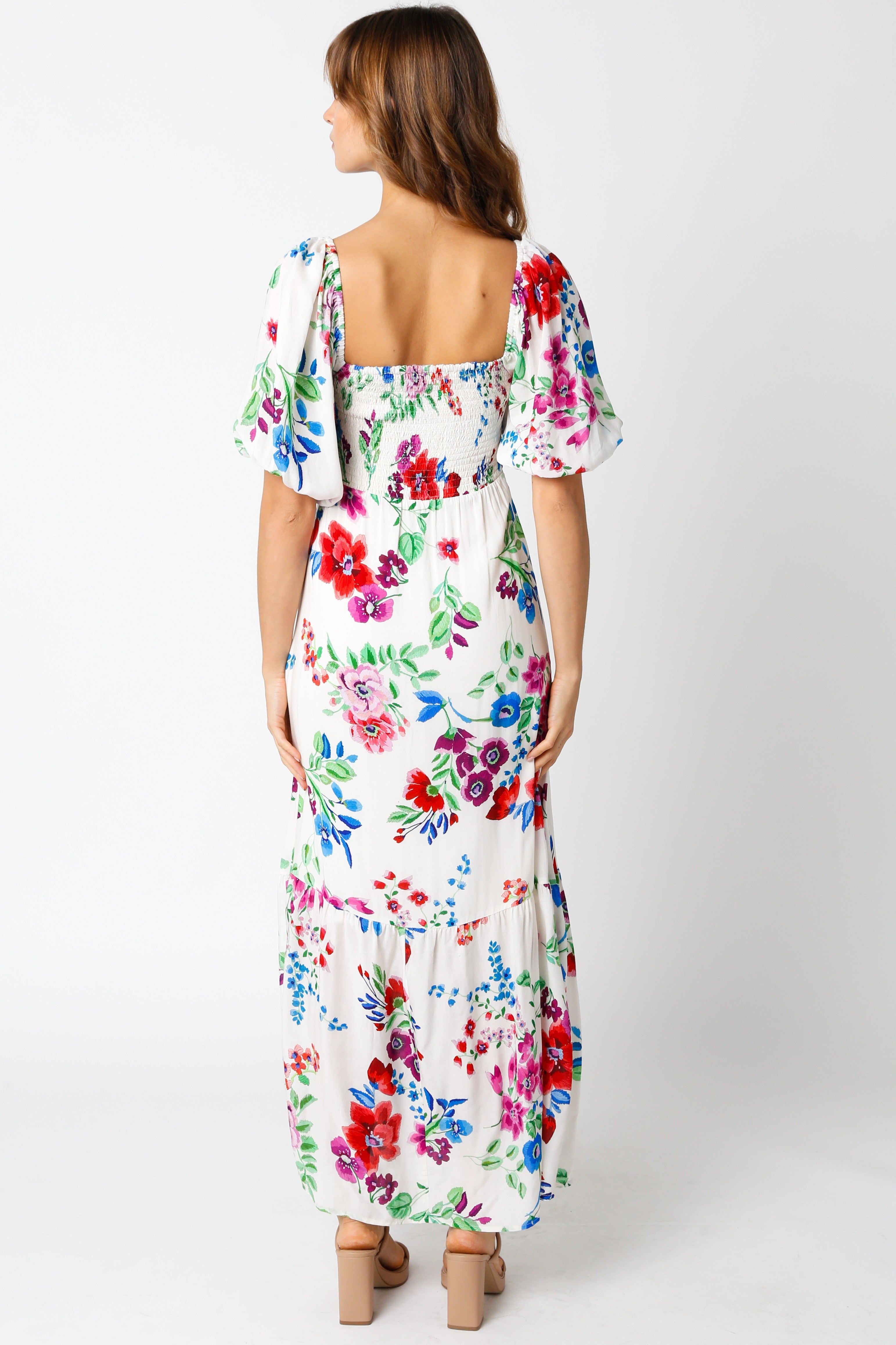 Ivory Floral Front Button Accent Maxi Dress sold by Pinkblush product image thumbnail 3