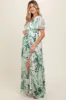 Forest Green Floral Side Slit Maternity Wrap Maxi Dress sold by Pinkblush