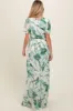 Forest Green Floral Side Slit Maternity Wrap Maxi Dress sold by Pinkblush