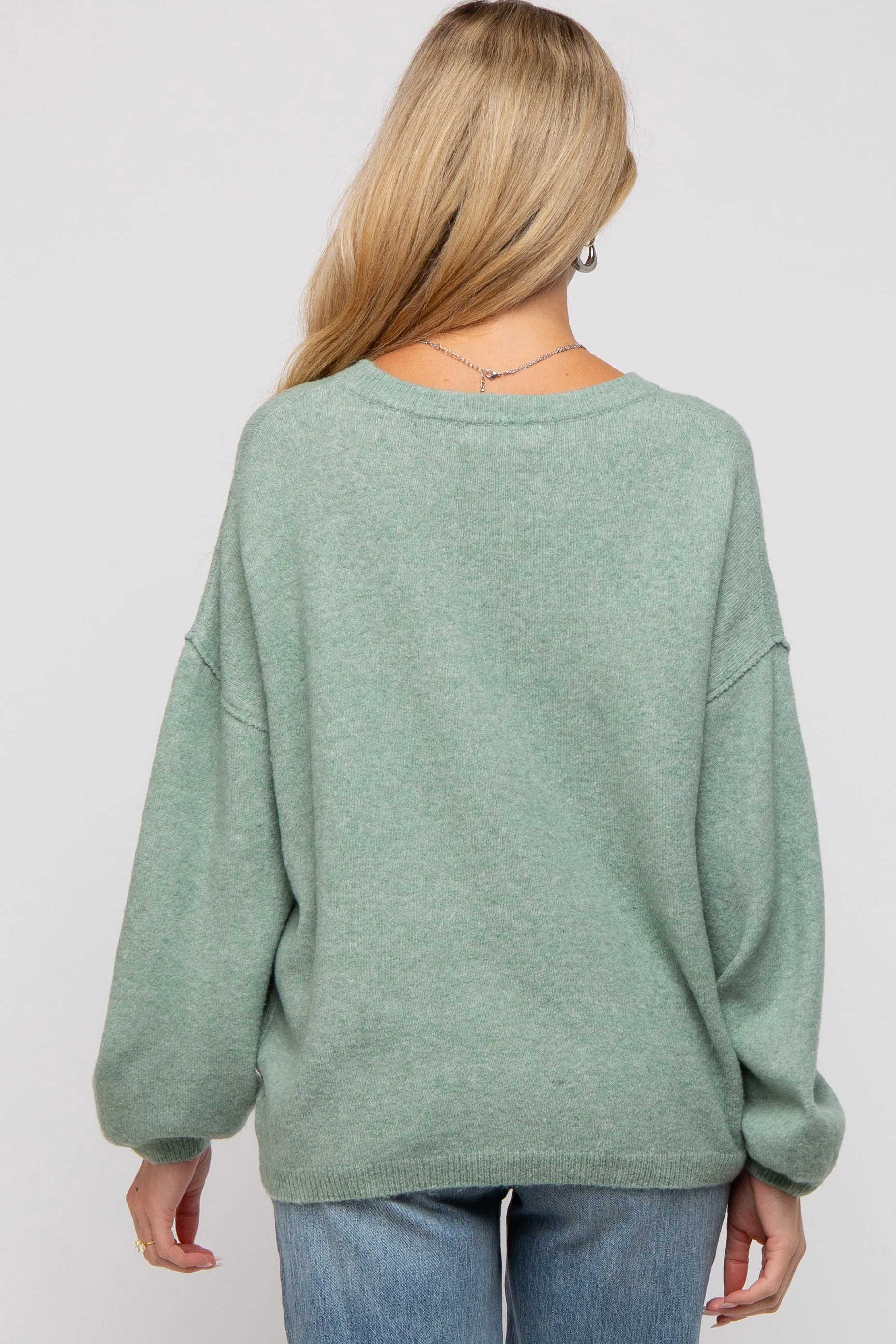 Mint Green Basic Drop Shoulder Maternity Sweater sold by Pinkblush product image thumbnail 3