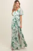 Forest Green Floral Side Slit Maternity Wrap Maxi Dress sold by Pinkblush