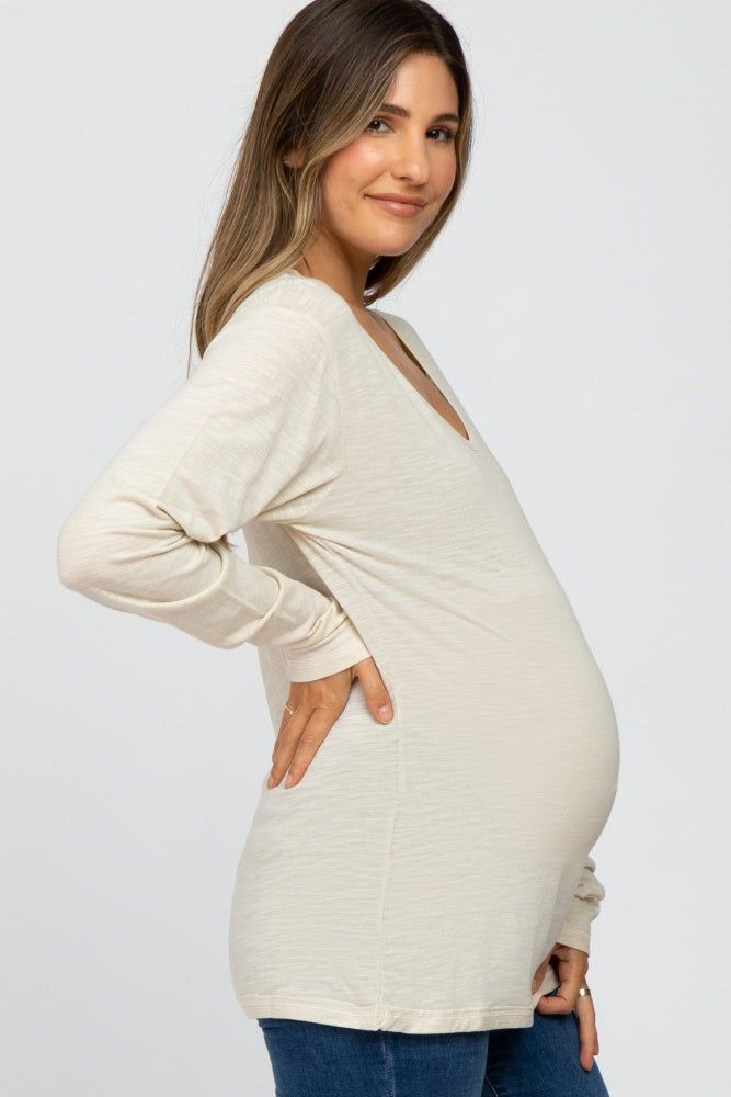 Beige Long Sleeve Maternity Active Top sold by Pinkblush product image thumbnail 2
