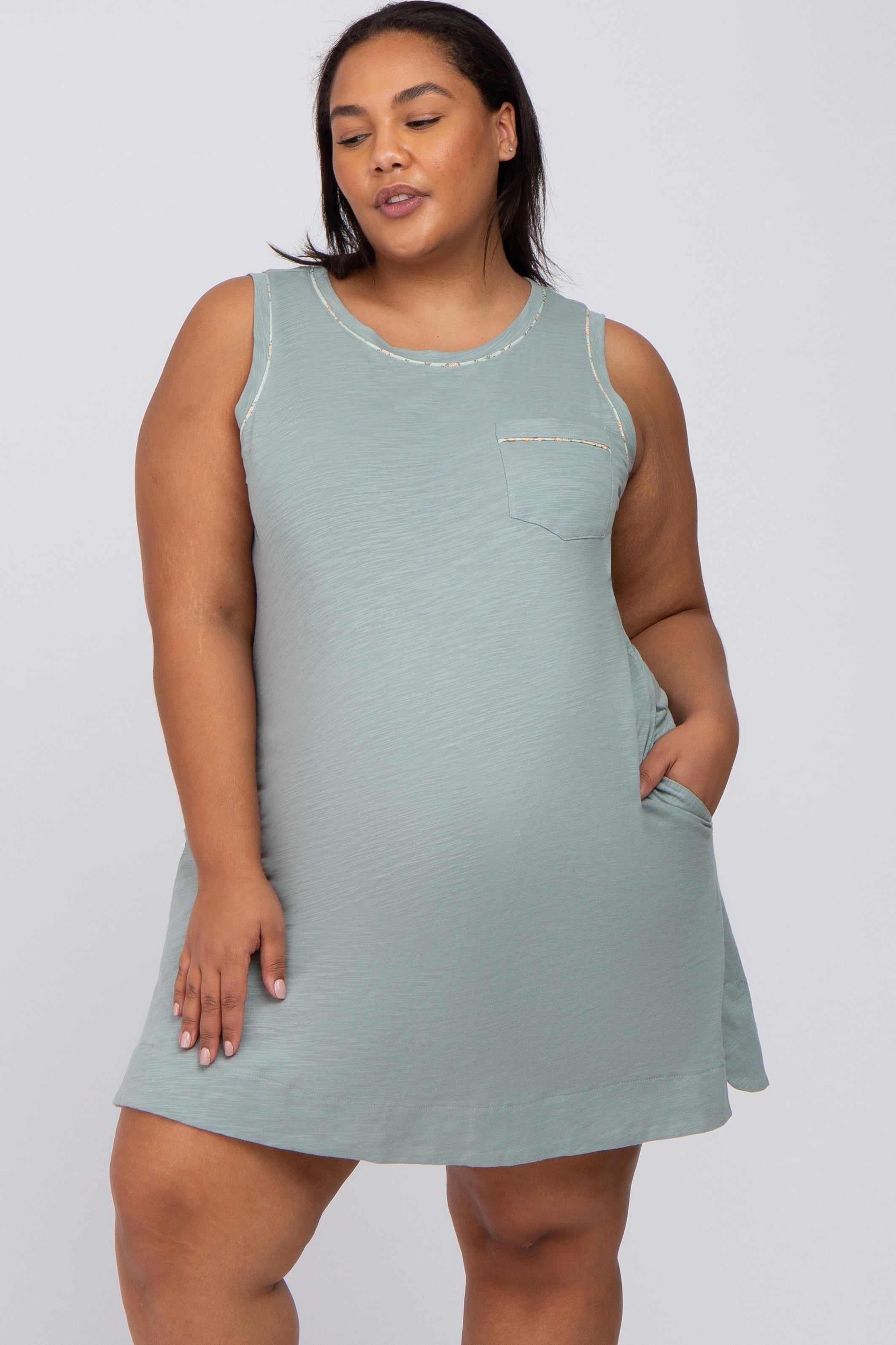 Mint Floral Trim Plus Maternity Shift Dress sold by Pinkblush product image thumbnail 2