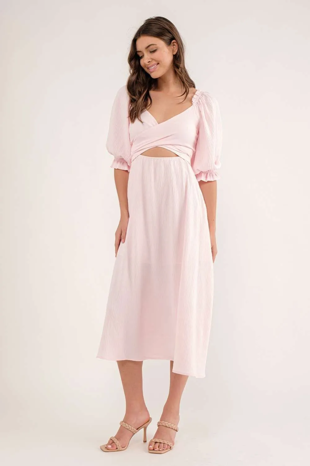 Light Pink Cutout Maxi Dress sold by Pinkblush