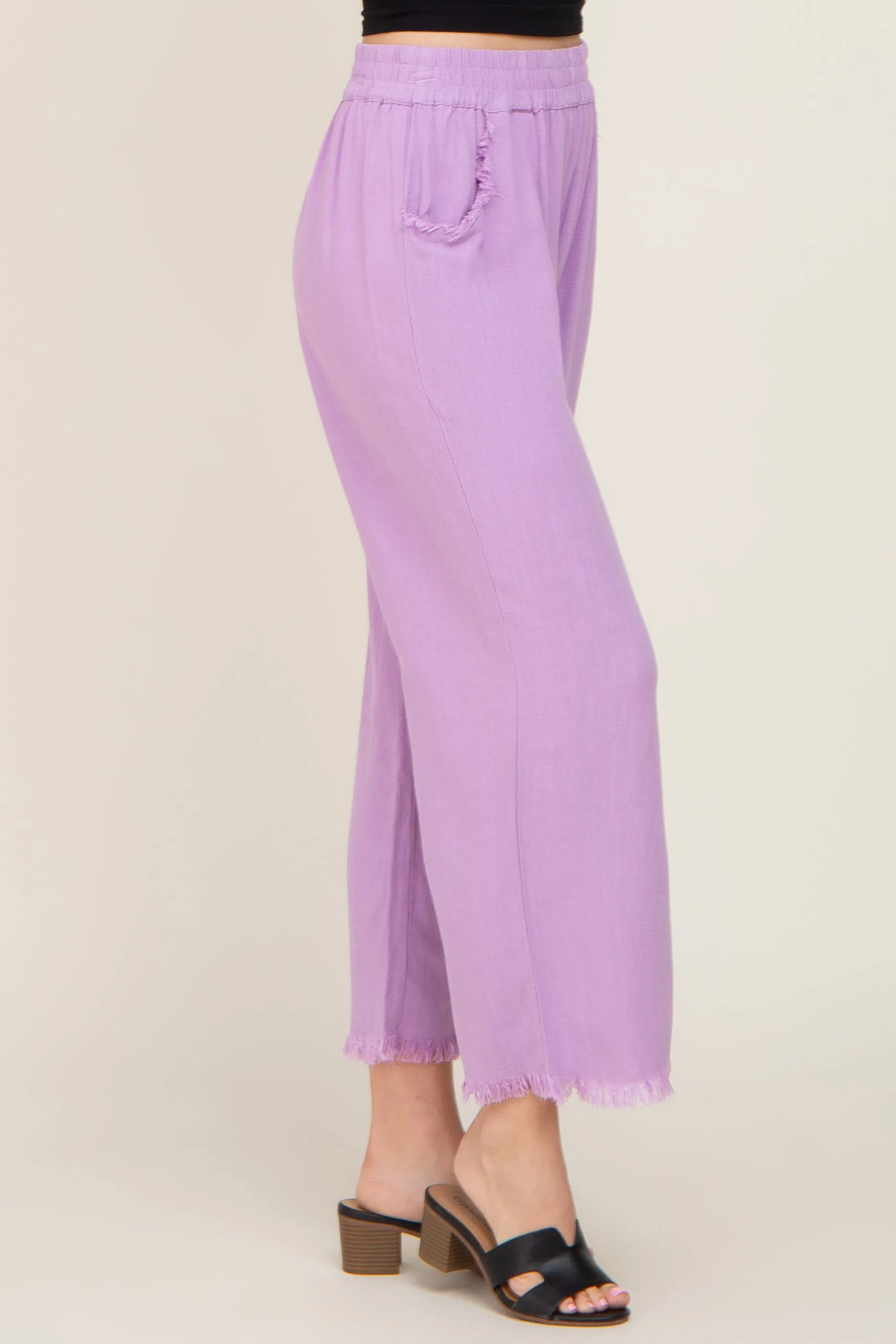 Lavender Linen Frayed Hem Crop Pants sold by Pinkblush product image thumbnail 3