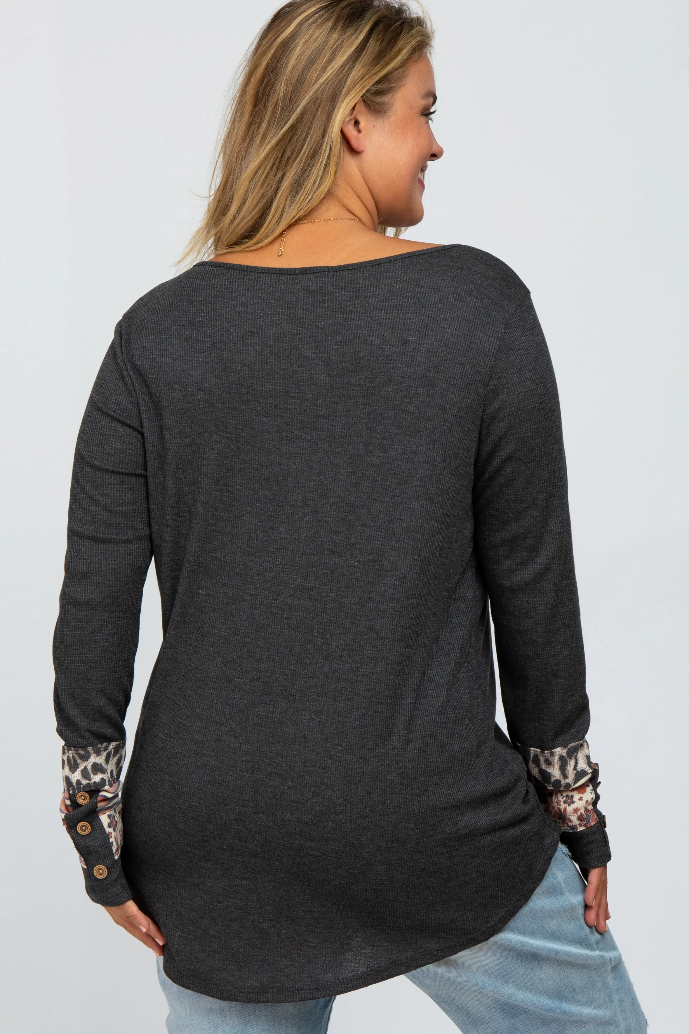Charcoal Colorblock Sleeve Maternity Plus Top sold by Pinkblush product image thumbnail 3