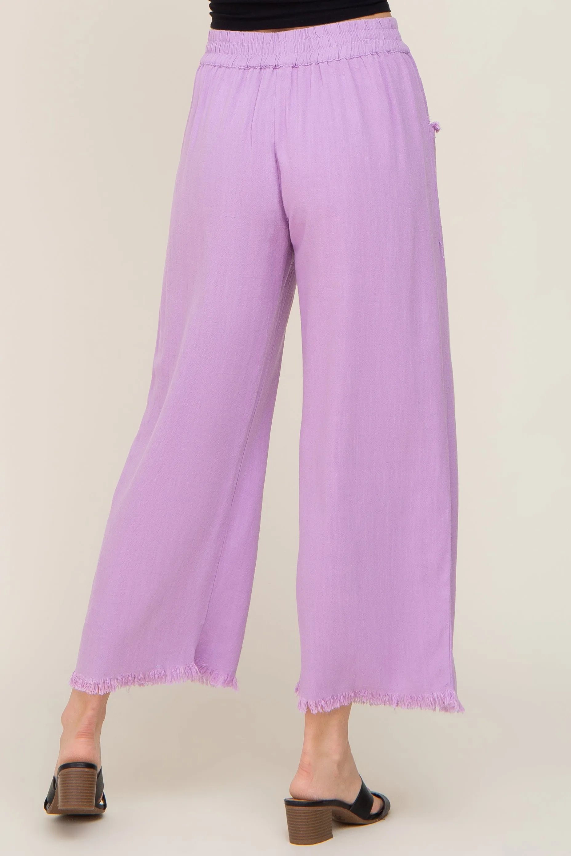 Lavender Linen Frayed Hem Crop Pants sold by Pinkblush product image thumbnail 4