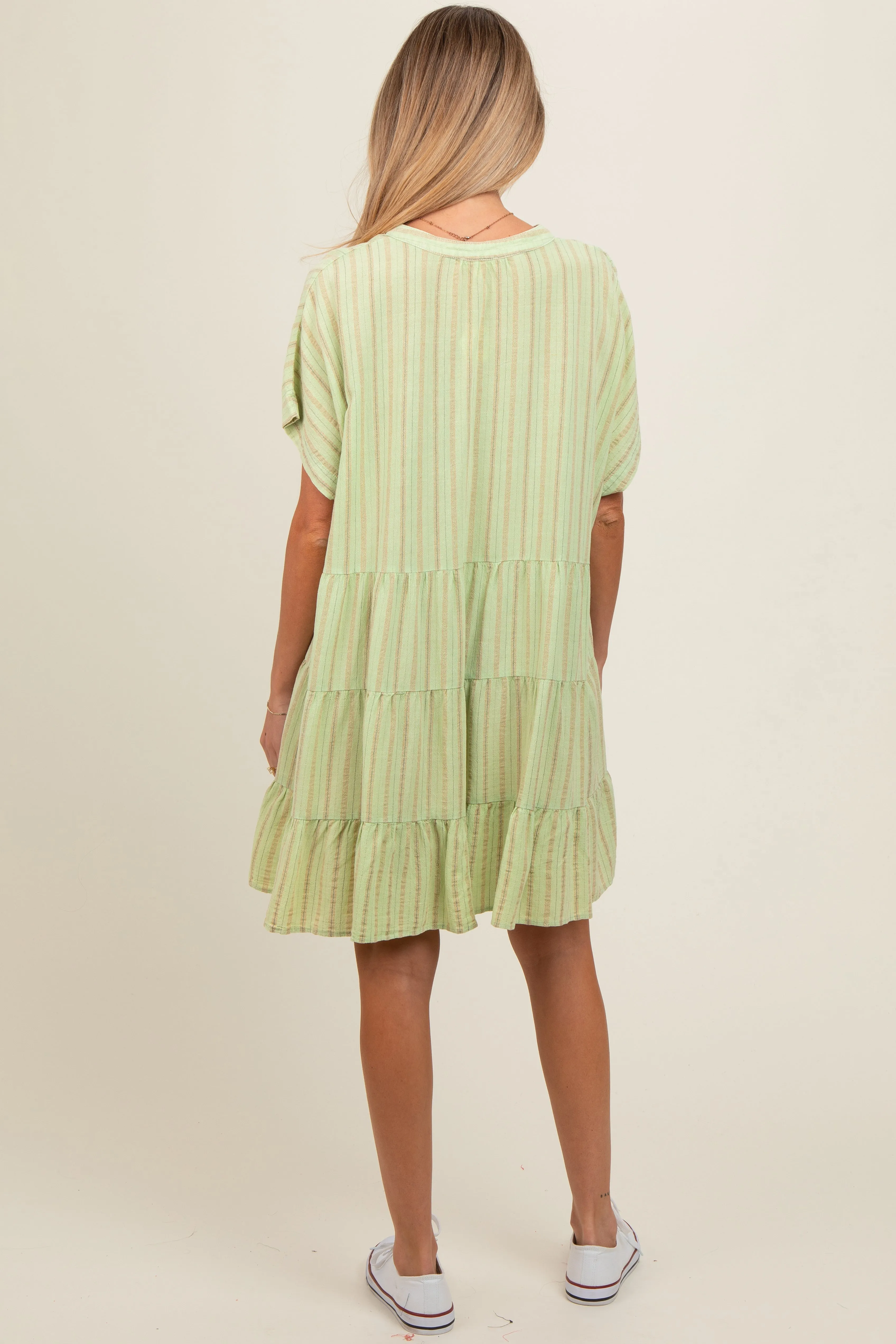 Mint Green Striped Button Front Maternity Dress sold by Pinkblush product image thumbnail 4