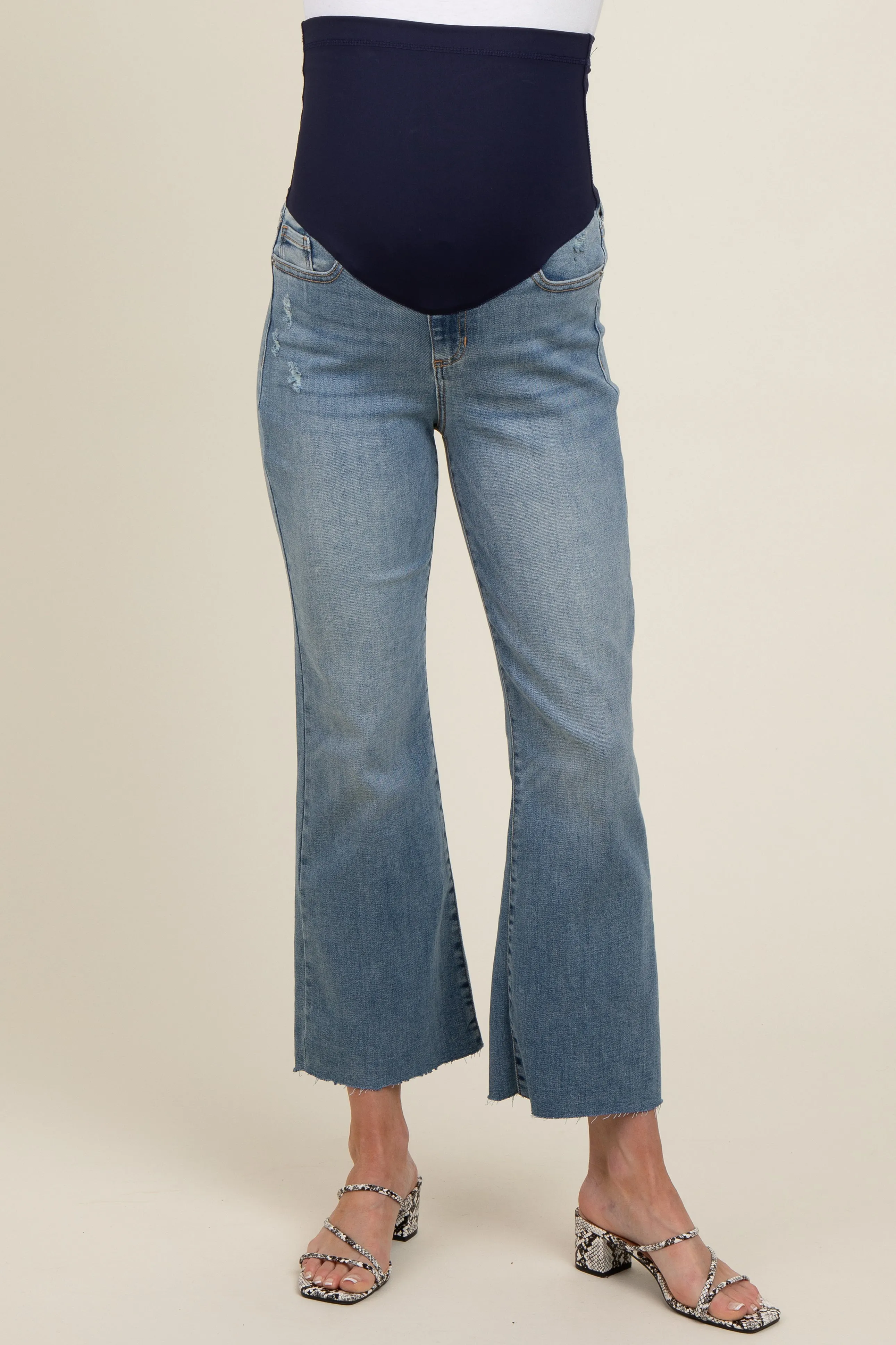 Blue Raw Hem Maternity Straight Leg Jeans sold by Pinkblush product image thumbnail 2