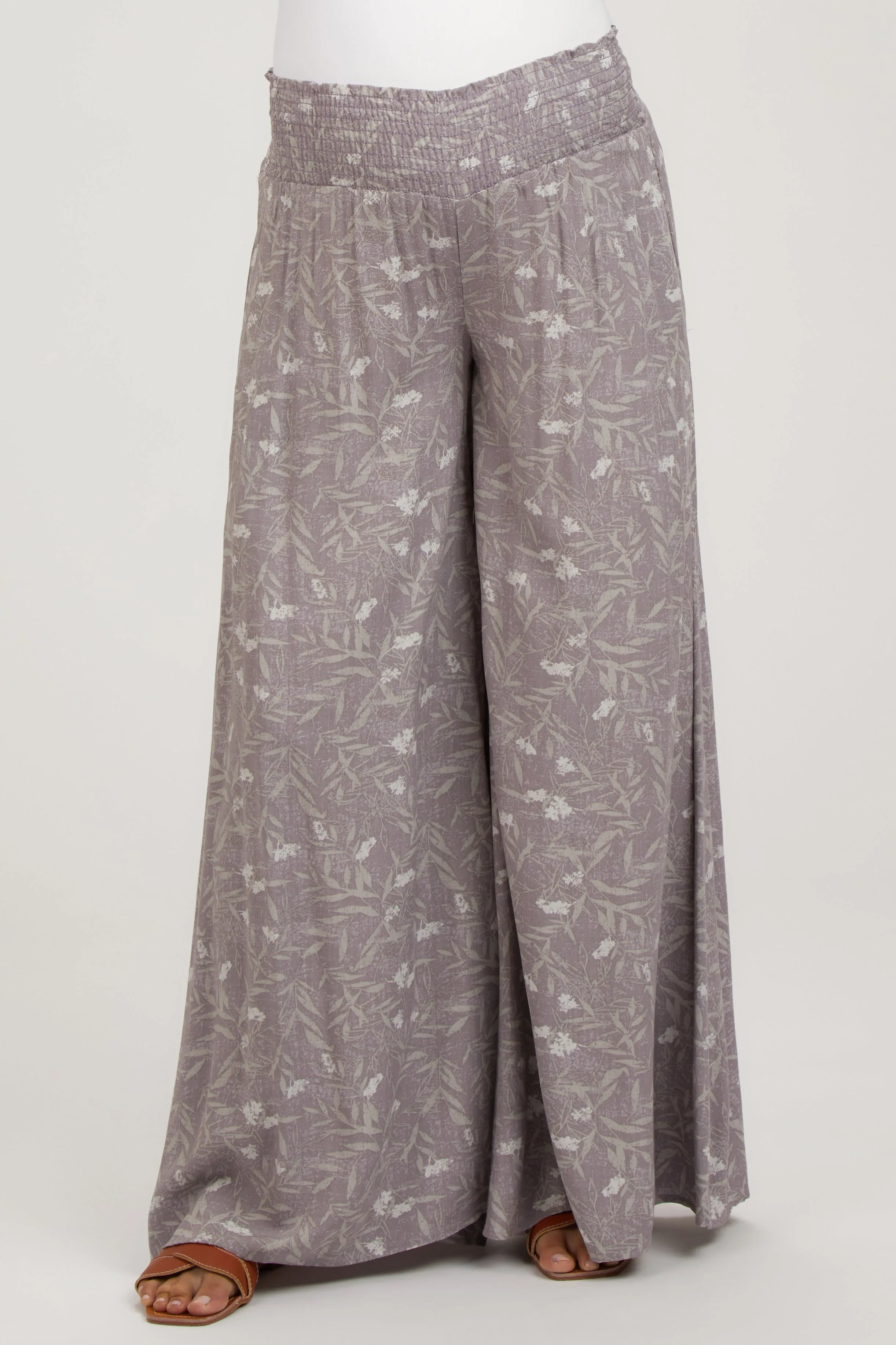Lavender Floral Smocked Wide Leg Maternity Pants sold by Pinkblush product image thumbnail 2