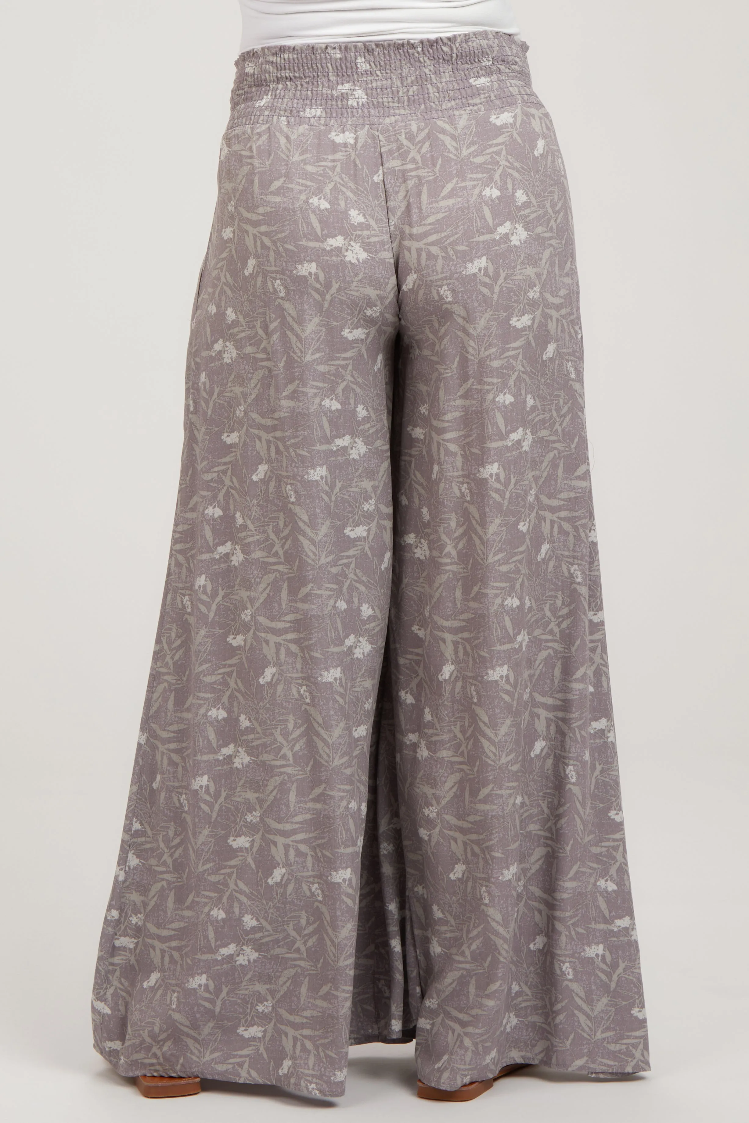 Lavender Floral Smocked Wide Leg Maternity Pants sold by Pinkblush product image thumbnail 4