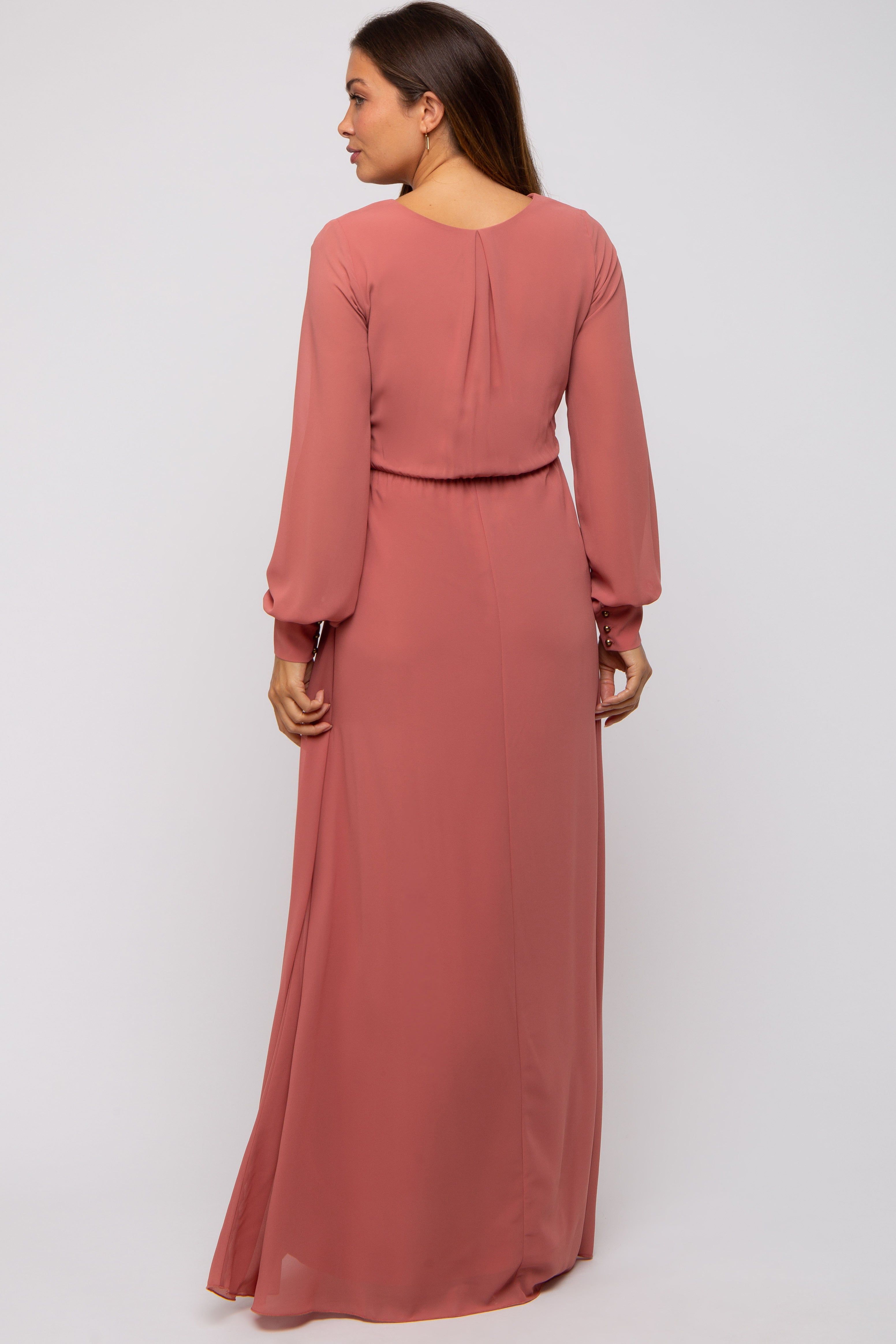 Mauve Chiffon Wrap Maternity Gown sold by Pinkblush product image thumbnail 4