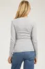 Heather Grey Waffle Knit Basic Long Sleeve Maternity Top sold by Pinkblush
