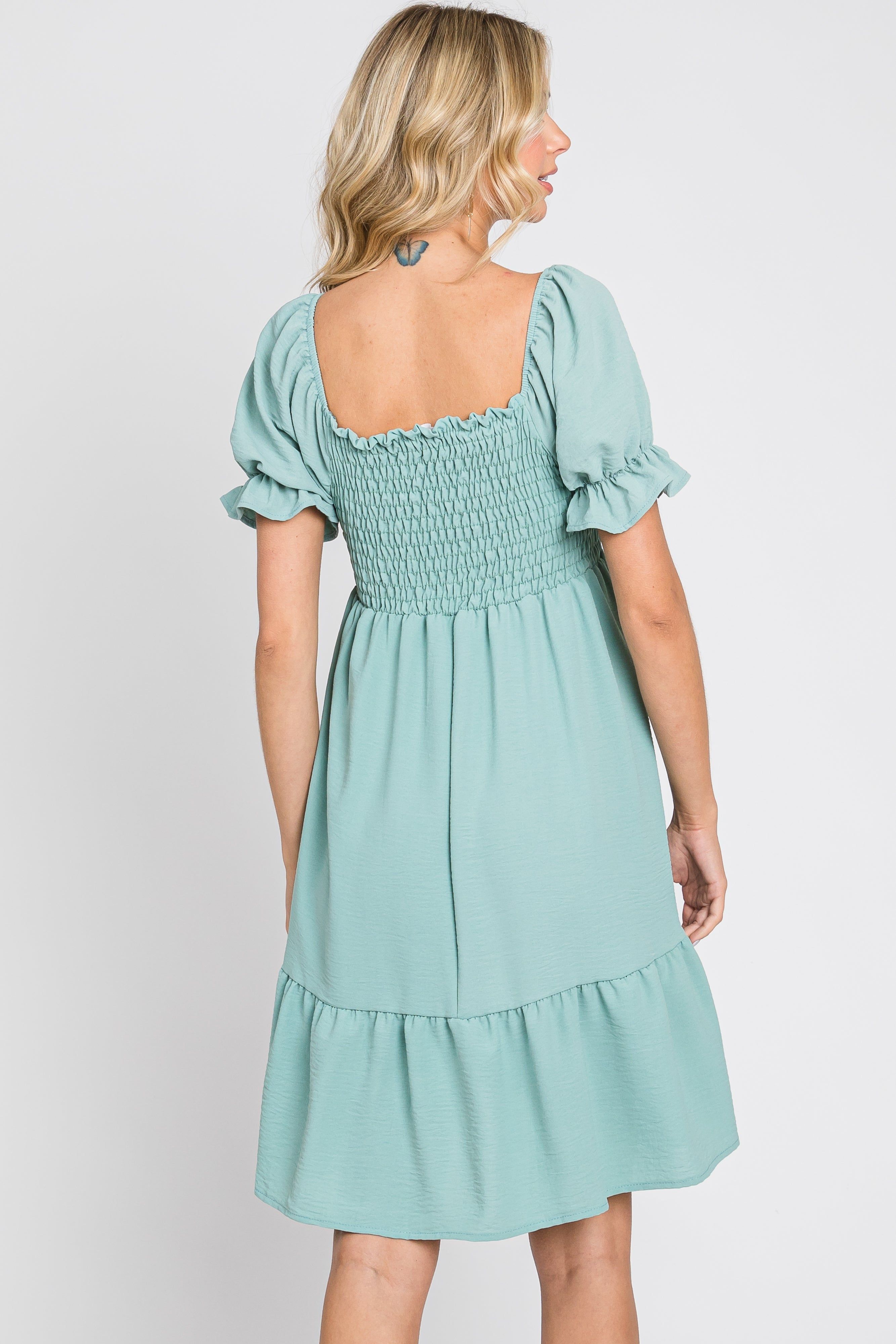 Mint Smocked Ruffle Trim Dress sold by Pinkblush product image thumbnail 4