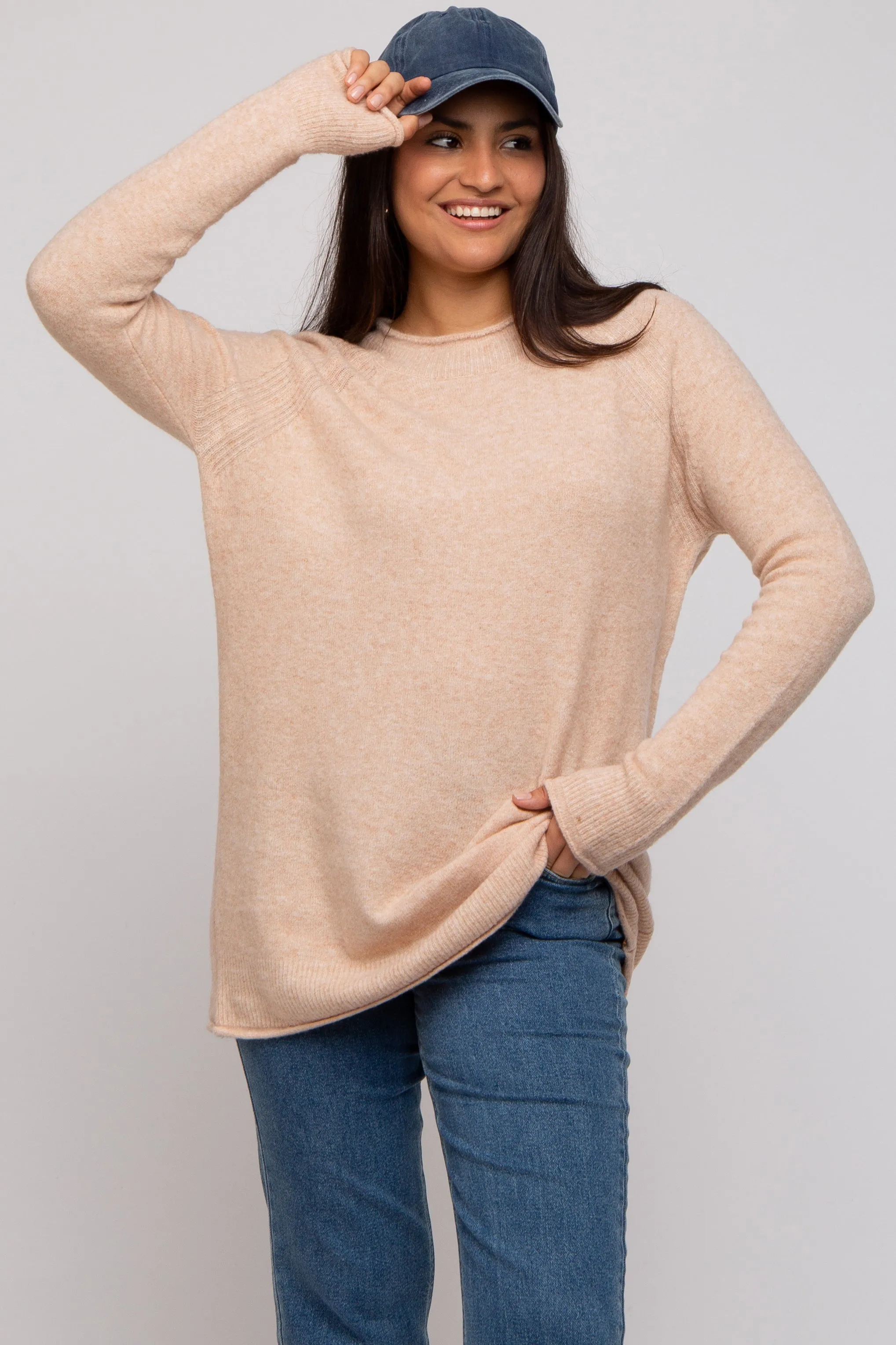 Beige Brushed Knit Sweater sold by Pinkblush product image thumbnail 2