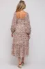 Mauve Floral Chiffon Sweetheart Neck Ruffle Tiered Maternity Midi Dress sold by Pinkblush