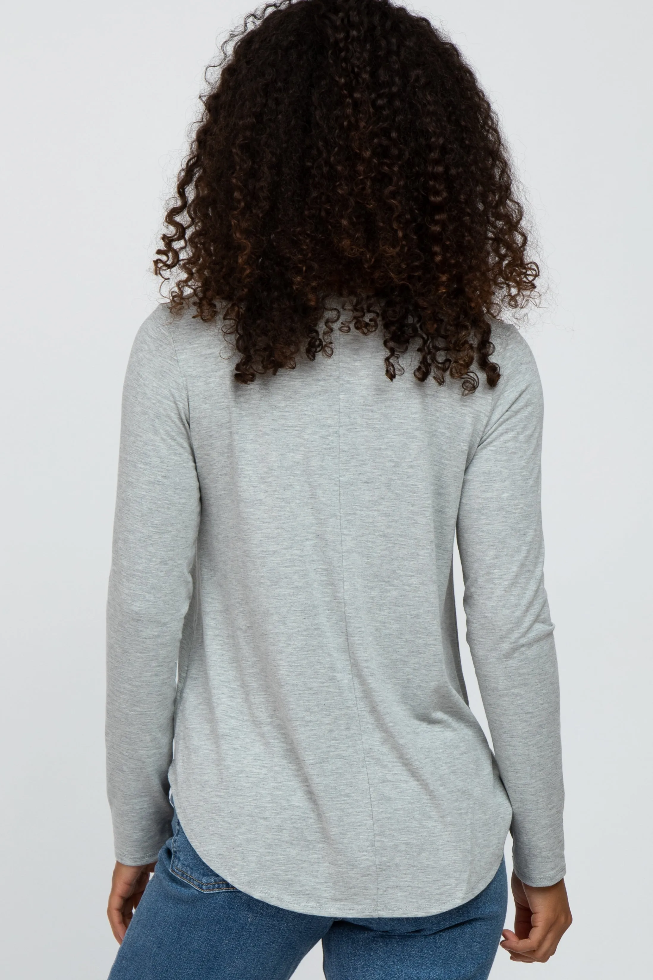 Heather Grey Basic Long Sleeve Top sold by Pinkblush product image thumbnail 3