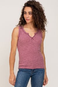 Mauve Ribbed Split Neck Maternity Tank Top sold by Pinkblush