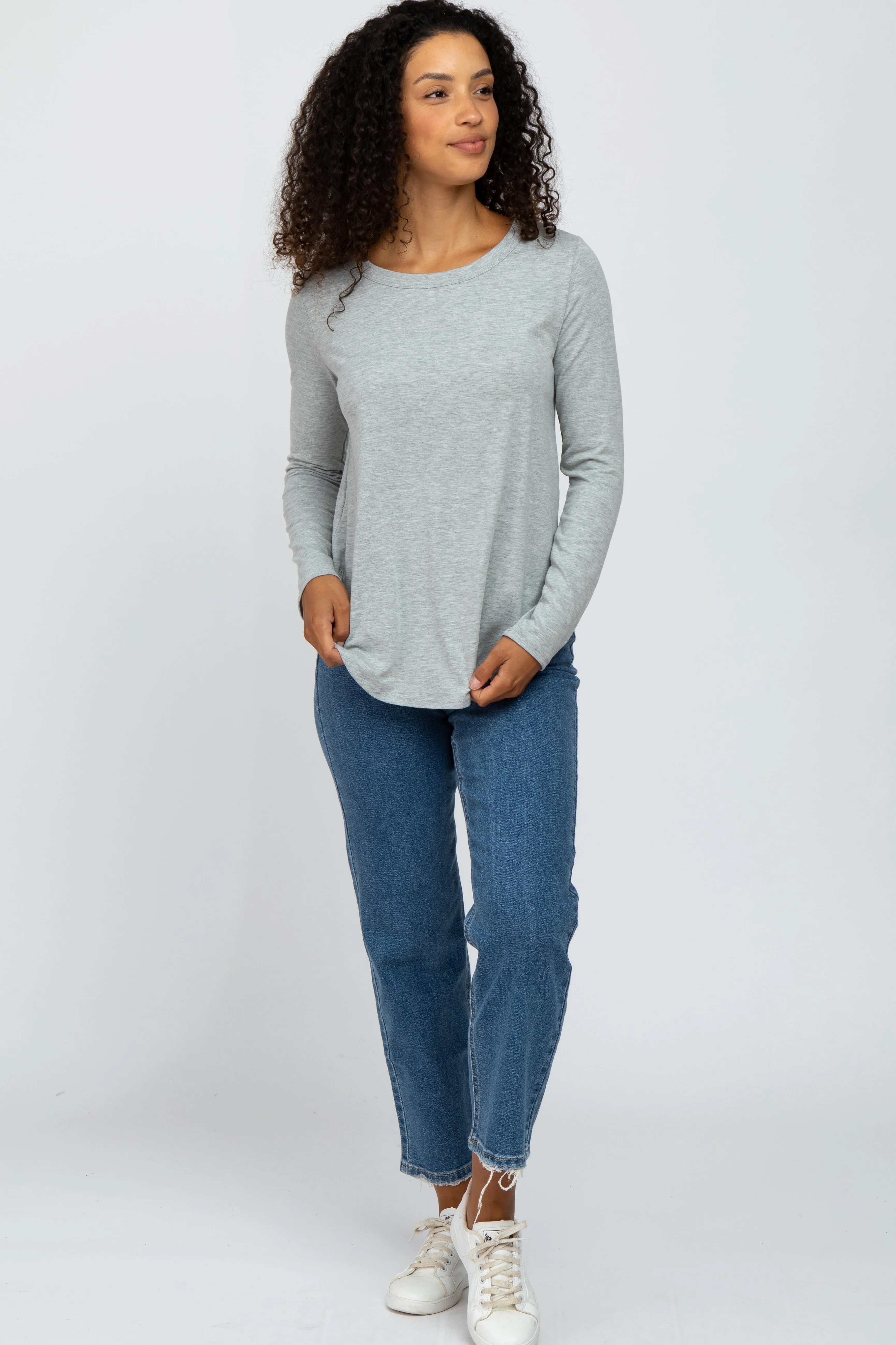 Heather Grey Basic Long Sleeve Top sold by Pinkblush product image thumbnail 4