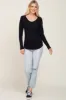 Black Ribbed Scoop Neck Long Sleeve Top sold by Pinkblush