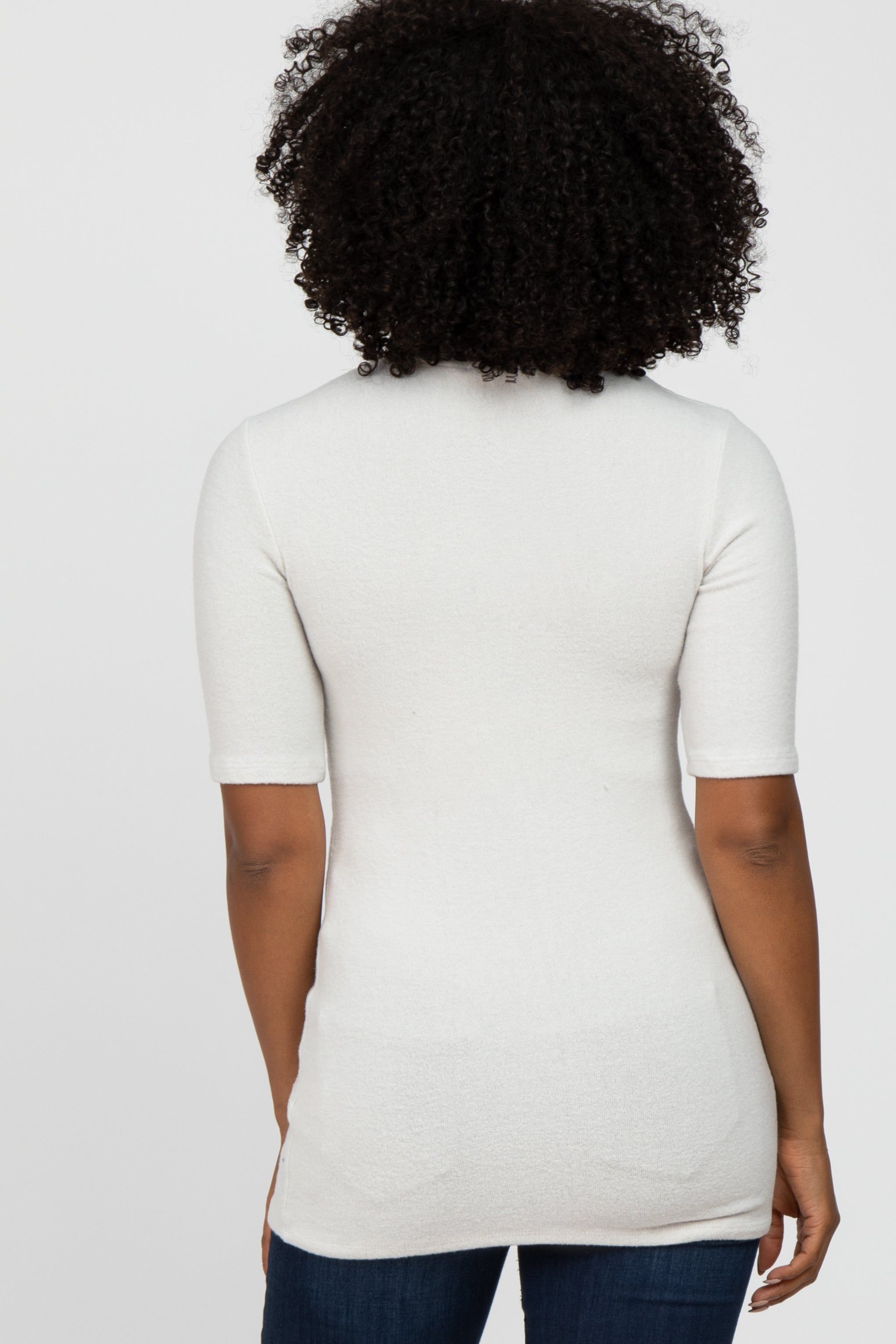 Cream Soft Brushed Knit Mock Neck Top sold by Pinkblush product image thumbnail 3