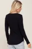Black Ribbed Scoop Neck Long Sleeve Top sold by Pinkblush