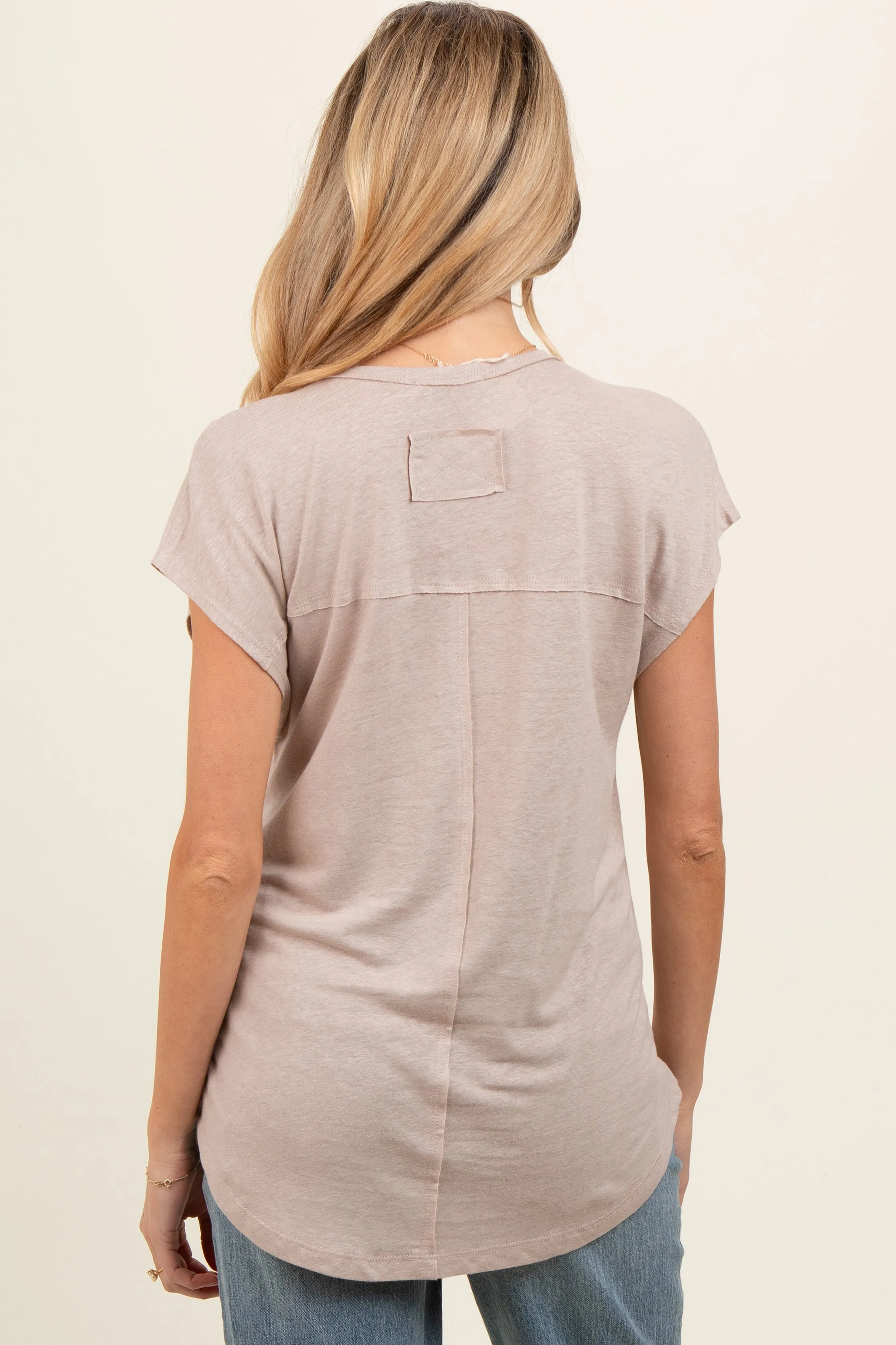 Beige V-Neck Maternity Top sold by Pinkblush product image thumbnail 3