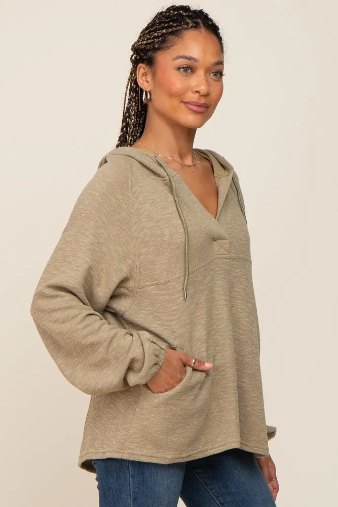 Olive V-Neck Drawstring Hooded Top sold by Pinkblush product image thumbnail 2
